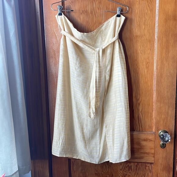 Maison Cléo Yellow Tie Striped Column Skirt with Slit - Picture 1 of 5